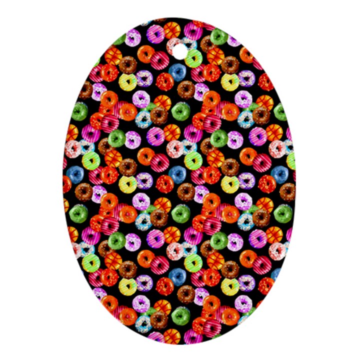 Colorful Yummy Donuts Pattern Ornament (Oval)