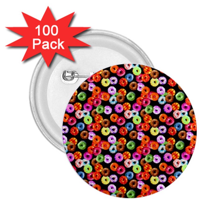 Colorful Yummy Donuts Pattern 2.25  Buttons (100 pack) 