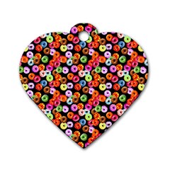 Colorful Yummy Donuts Pattern Dog Tag Heart (two Sides)