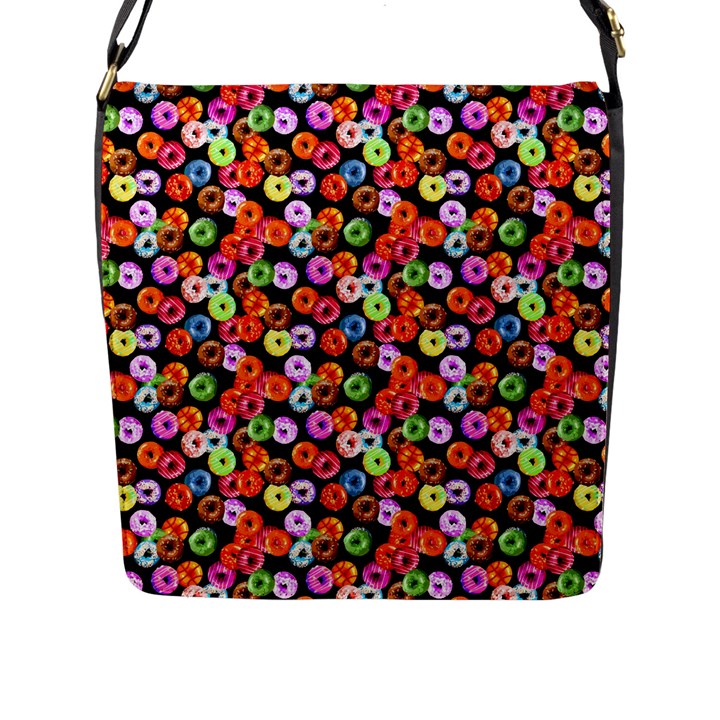 Colorful Yummy Donuts Pattern Flap Messenger Bag (L) 