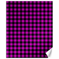 Lumberjack Fabric Pattern Pink Black Canvas 16  X 20   by EDDArt