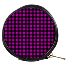 Lumberjack Fabric Pattern Pink Black Mini Makeup Bags by EDDArt