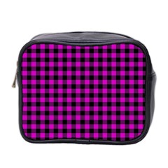 Lumberjack Fabric Pattern Pink Black Mini Toiletries Bag 2-side by EDDArt