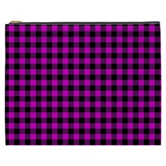 Lumberjack Fabric Pattern Pink Black Cosmetic Bag (xxxl)  by EDDArt