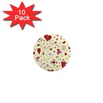 Valentinstag Love Hearts Pattern Red Yellow 1  Mini Magnet (10 pack)  Front