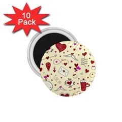 Valentinstag Love Hearts Pattern Red Yellow 1 75  Magnets (10 Pack)  by EDDArt