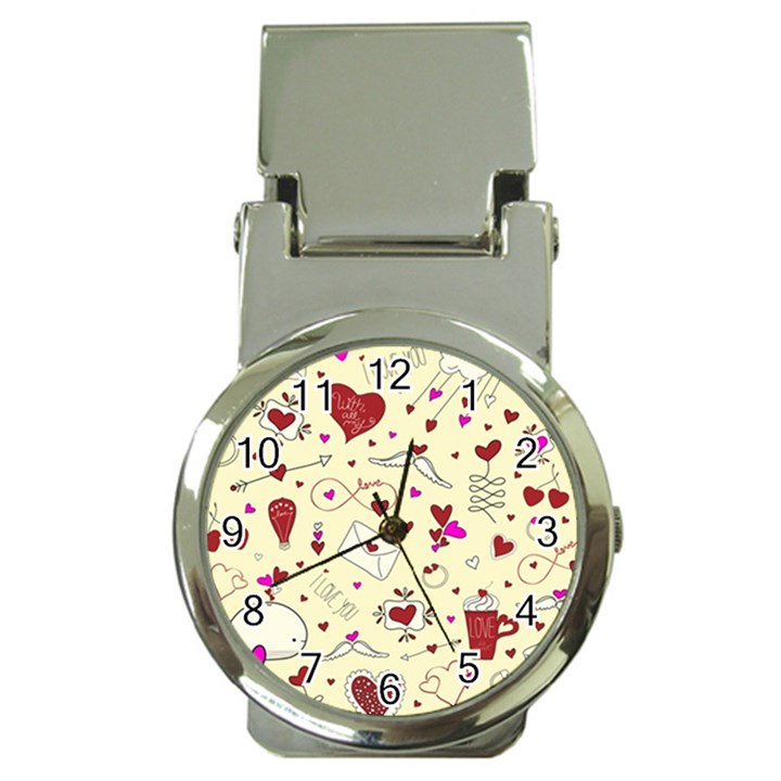 Valentinstag Love Hearts Pattern Red Yellow Money Clip Watches