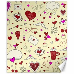 Valentinstag Love Hearts Pattern Red Yellow Canvas 8  X 10 
