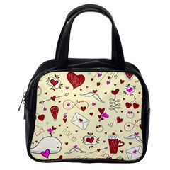 Valentinstag Love Hearts Pattern Red Yellow Classic Handbags (one Side) by EDDArt