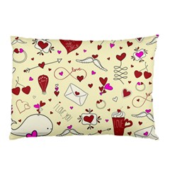 Valentinstag Love Hearts Pattern Red Yellow Pillow Case (two Sides) by EDDArt