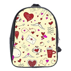 Valentinstag Love Hearts Pattern Red Yellow School Bags (xl)  by EDDArt