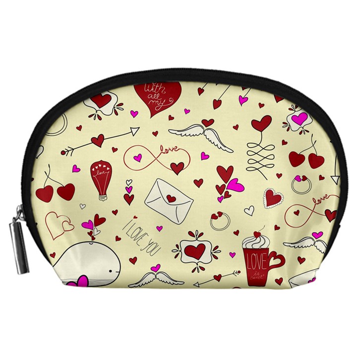 Valentinstag Love Hearts Pattern Red Yellow Accessory Pouches (Large) 