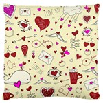 Valentinstag Love Hearts Pattern Red Yellow Large Flano Cushion Case (Two Sides) Front