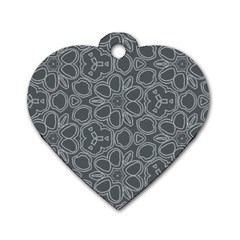 Floral Pattern Dog Tag Heart (two Sides) by Valentinaart