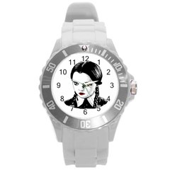 Wednesday Addams Round Plastic Sport Watch (l) by Valentinaart