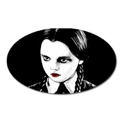 Wednesday Addams Oval Magnet by Valentinaart