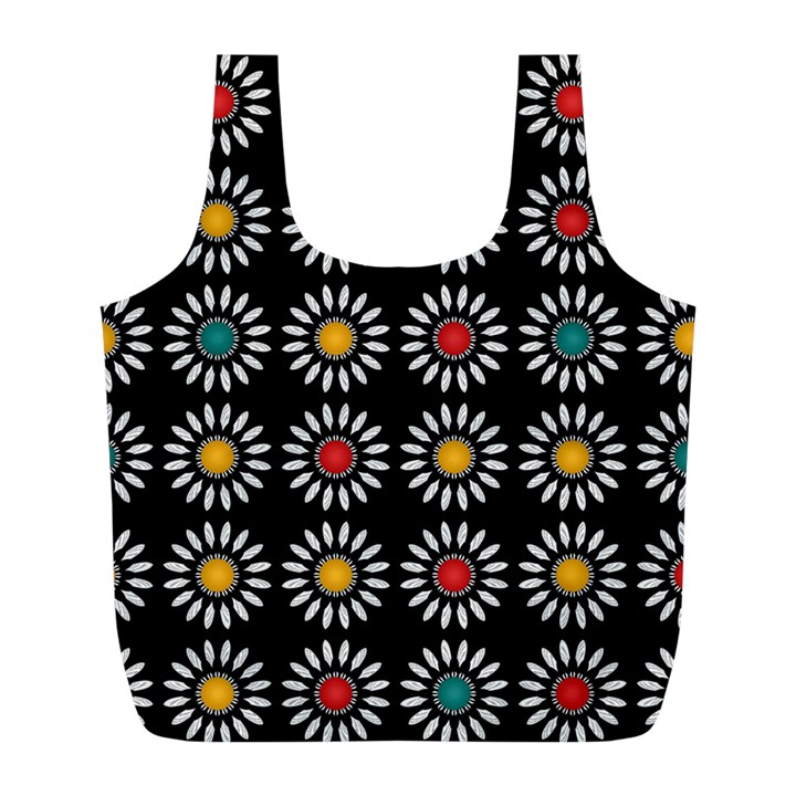 White Daisies Pattern Full Print Recycle Bags (L) 