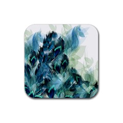 Flowers And Feathers Background Design Rubber Coaster (square)  by TastefulDesigns