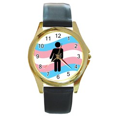 Transgender  Round Gold Metal Watch by Valentinaart