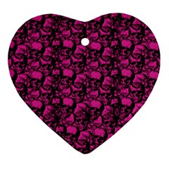 Skulls Pattern  Heart Ornament (two Sides) by Valentinaart