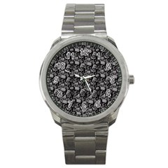 Skulls Pattern  Sport Metal Watch by Valentinaart