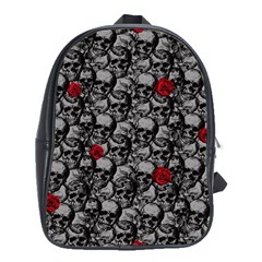 Skulls And Roses Pattern  School Bags (xl) 