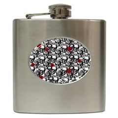 Skulls And Roses Pattern  Hip Flask (6 Oz) by Valentinaart