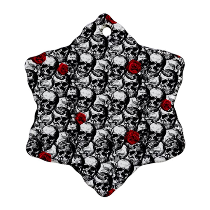 Skulls and roses pattern  Snowflake Ornament (Two Sides)