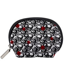 Skulls And Roses Pattern  Accessory Pouches (small)  by Valentinaart