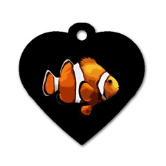 Clown Fish Dog Tag Heart (two Sides) by Valentinaart