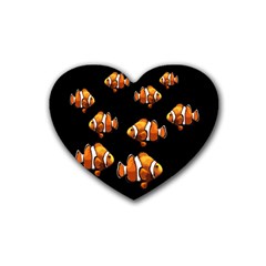 Clown Fish Rubber Coaster (heart)  by Valentinaart