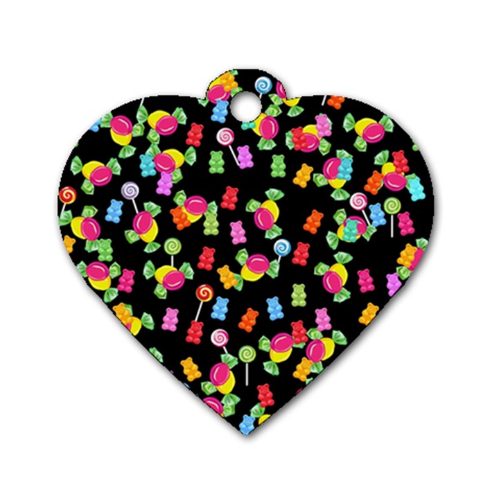 Candy pattern Dog Tag Heart (One Side)