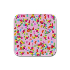 Candy pattern Rubber Square Coaster (4 pack) 