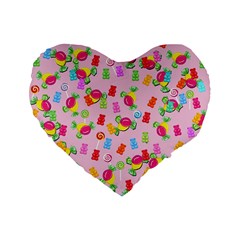 Candy pattern Standard 16  Premium Flano Heart Shape Cushions