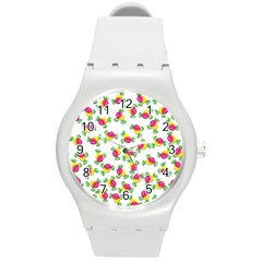 Candy Pattern Round Plastic Sport Watch (m) by Valentinaart