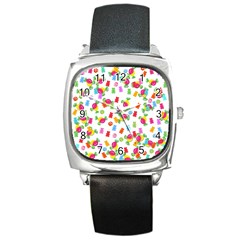 Candy Pattern Square Metal Watch by Valentinaart