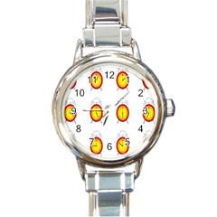 Alarm Clock Time Circle Orange Hour Round Italian Charm Watch by Mariart