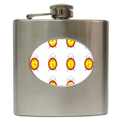 Alarm Clock Time Circle Orange Hour Hip Flask (6 Oz)