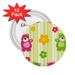 Animals Bear Flower Floral Line Red Green Pink Yellow Sunflower Star 2 25  Buttons (10 Pack) 