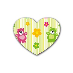 Animals Bear Flower Floral Line Red Green Pink Yellow Sunflower Star Heart Coaster (4 Pack)  by Mariart