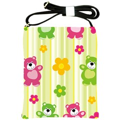 Animals Bear Flower Floral Line Red Green Pink Yellow Sunflower Star Shoulder Sling Bags by Mariart