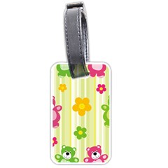 Animals Bear Flower Floral Line Red Green Pink Yellow Sunflower Star Luggage Tags (one Side) 