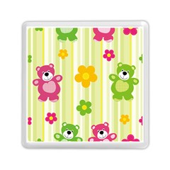 Animals Bear Flower Floral Line Red Green Pink Yellow Sunflower Star Memory Card Reader (square)  by Mariart