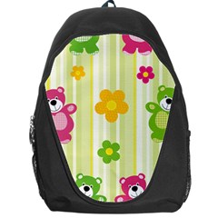 Animals Bear Flower Floral Line Red Green Pink Yellow Sunflower Star Backpack Bag by Mariart