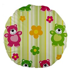 Animals Bear Flower Floral Line Red Green Pink Yellow Sunflower Star Large 18  Premium Round Cushions by Mariart