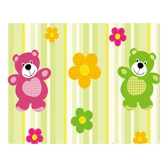 Animals Bear Flower Floral Line Red Green Pink Yellow Sunflower Star Double Sided Flano Blanket (large) 