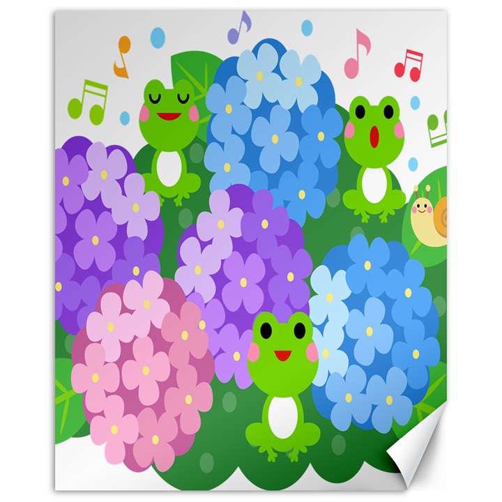 Animals Frog Face Mask Green Flower Floral Star Leaf Music Canvas 16  x 20  