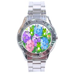 Animals Frog Face Mask Green Flower Floral Star Leaf Music Stainless Steel Analogue Watch by Mariart