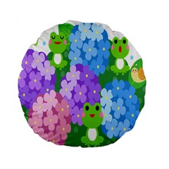 Animals Frog Face Mask Green Flower Floral Star Leaf Music Standard 15  Premium Round Cushions