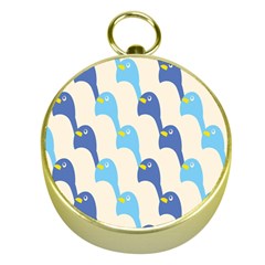 Animals Penguin Ice Blue White Cool Bird Gold Compasses by Mariart